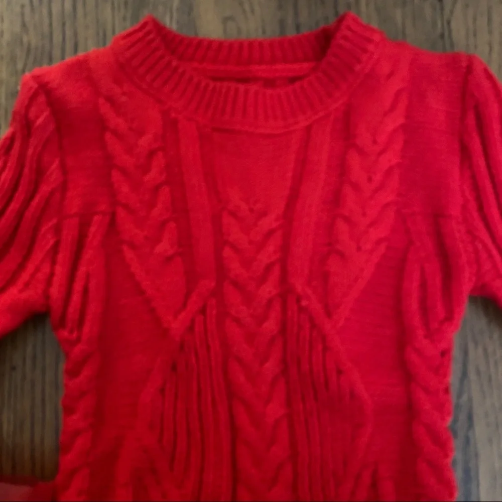 Girls Red Cable-Knit Tutu Dress